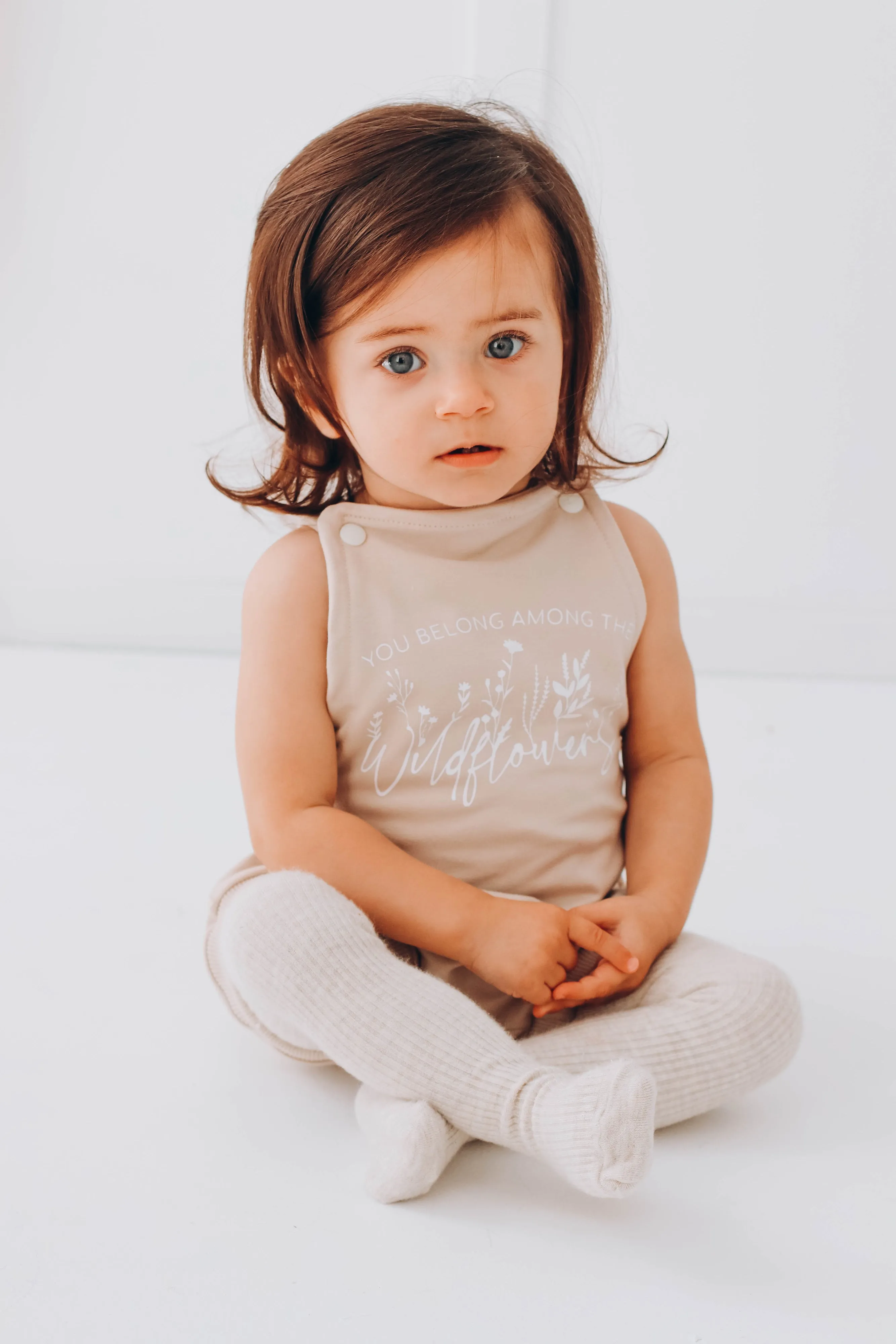 ' You belong among the wildflowers ' SEPIA  bummie romper