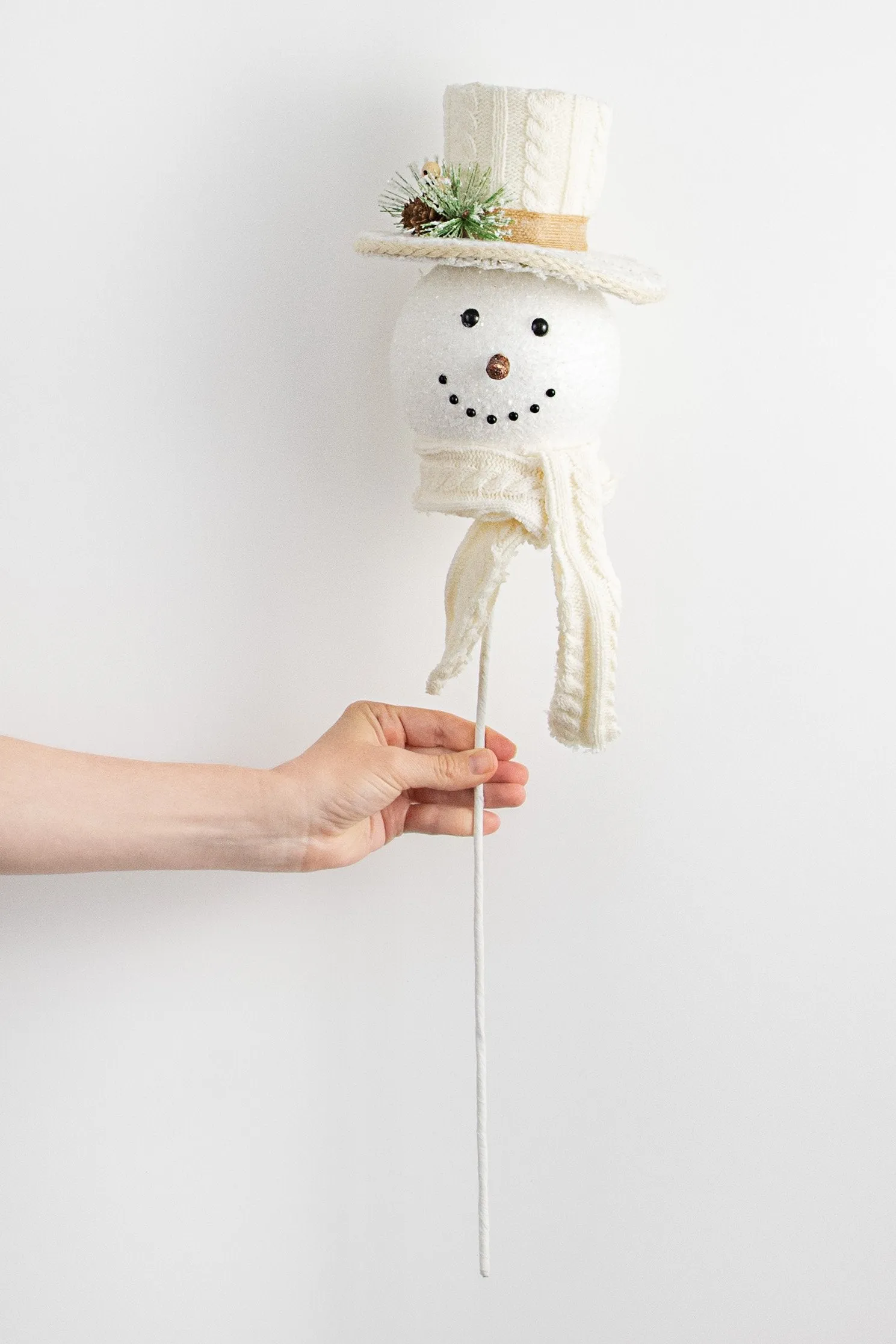 23" Snowman Head Cable Sweater Spray