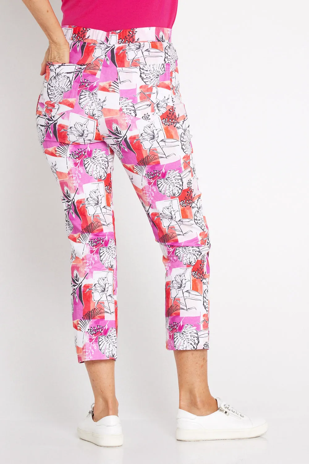 7/8 Stretch Pocket Pants - Keyline Floral Print