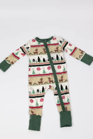 Angel Dear 2 Way Zipper Romper | Reindeer Fair Isle