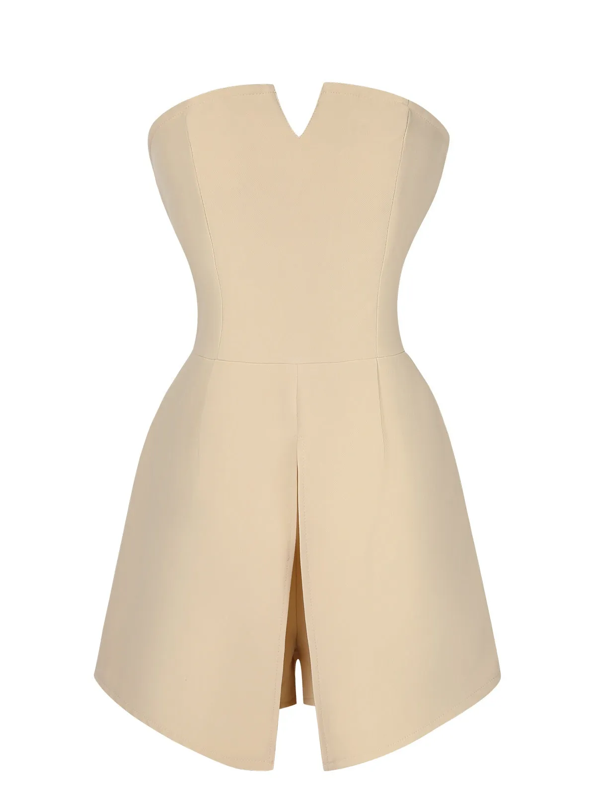 Apricot 1950s Solid Strapless Romper