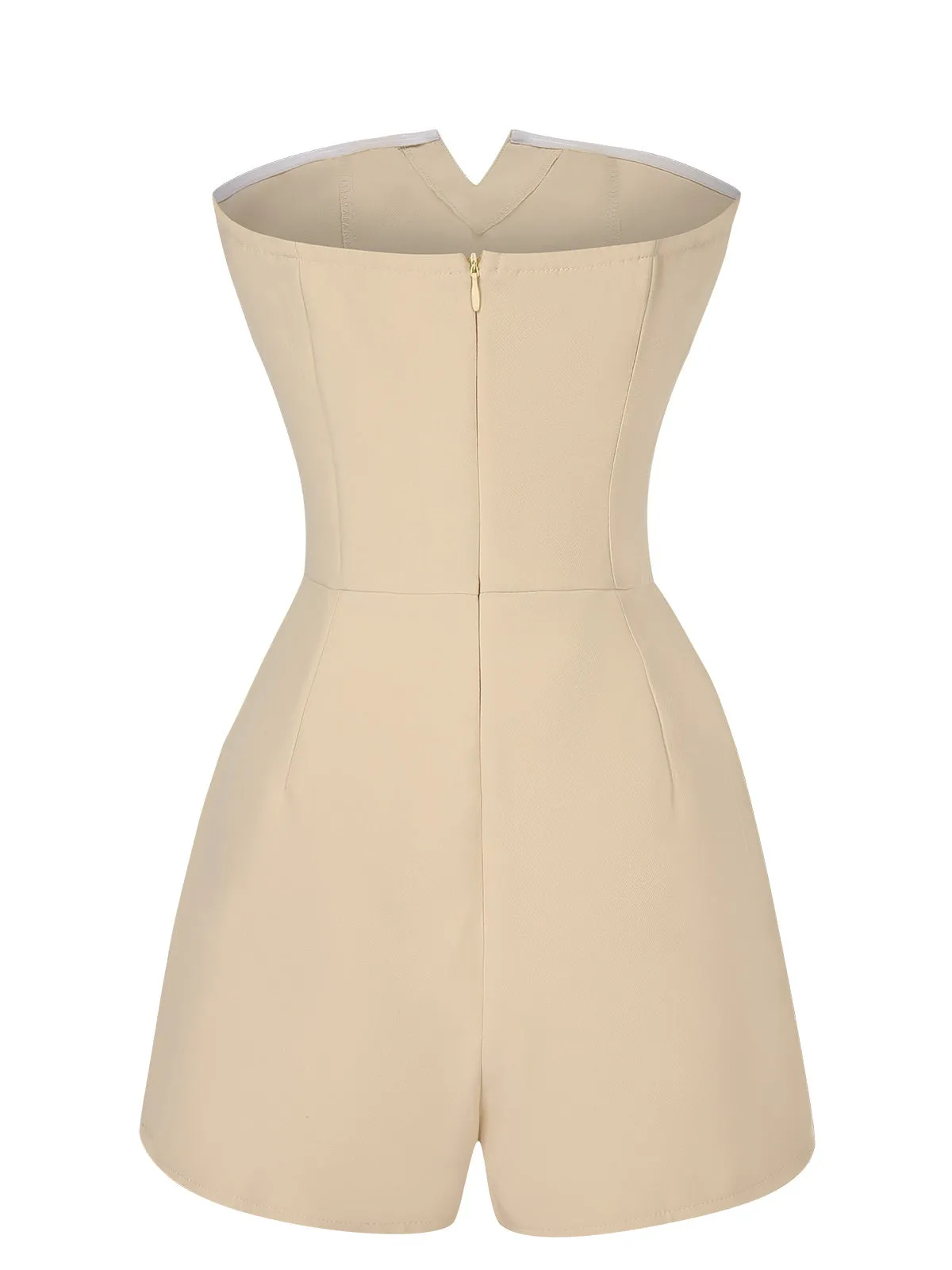 Apricot 1950s Solid Strapless Romper