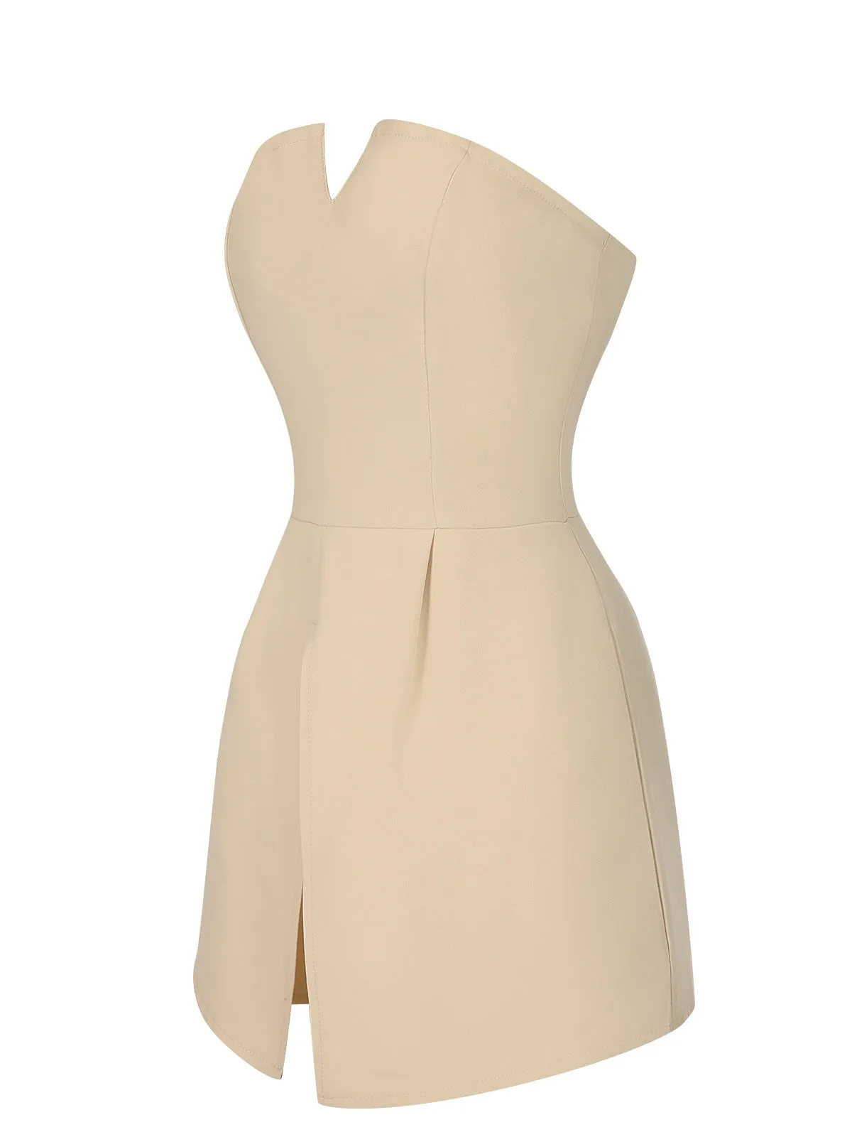 Apricot 1950s Solid Strapless Romper