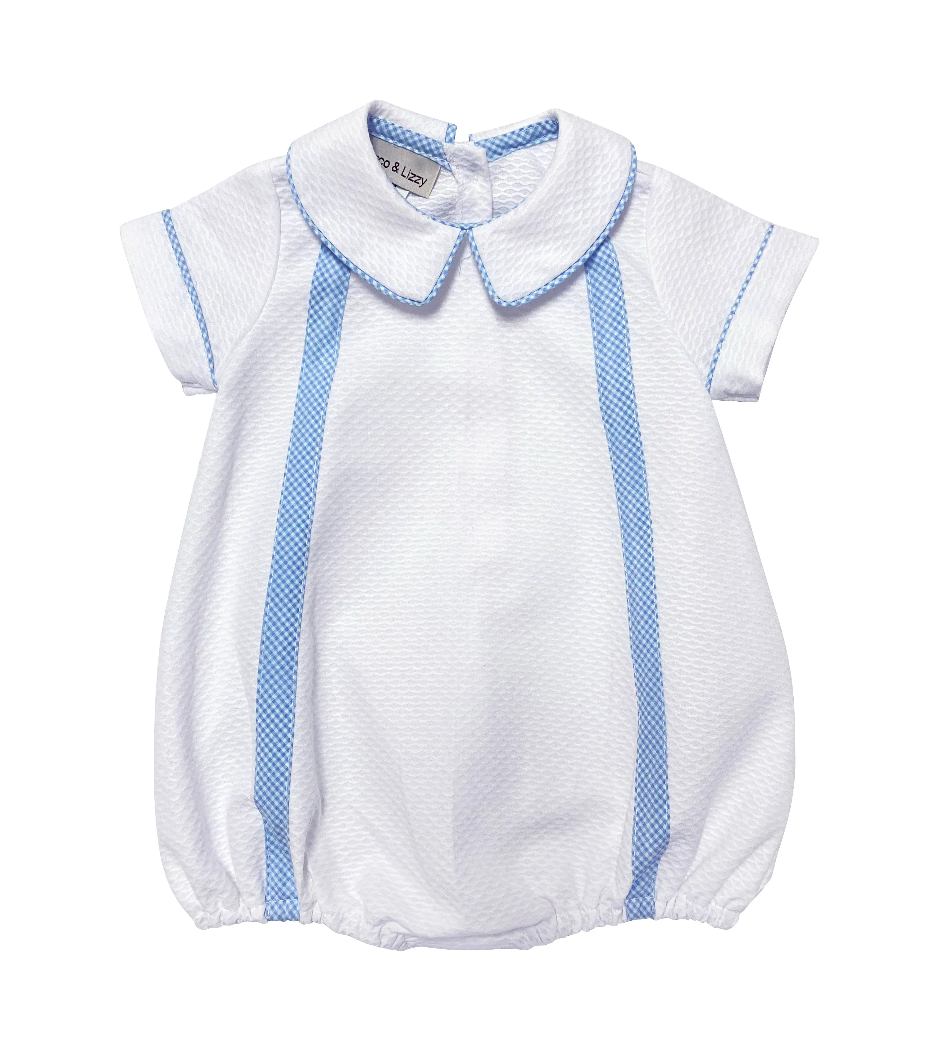 Baby Boy's Blue And White Checkered Romper