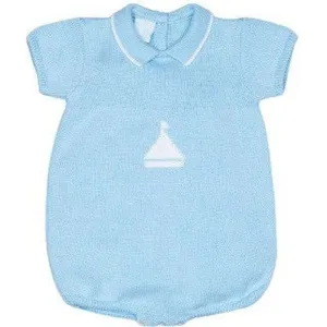 Baby Boys Knitted Blue Sail Romper