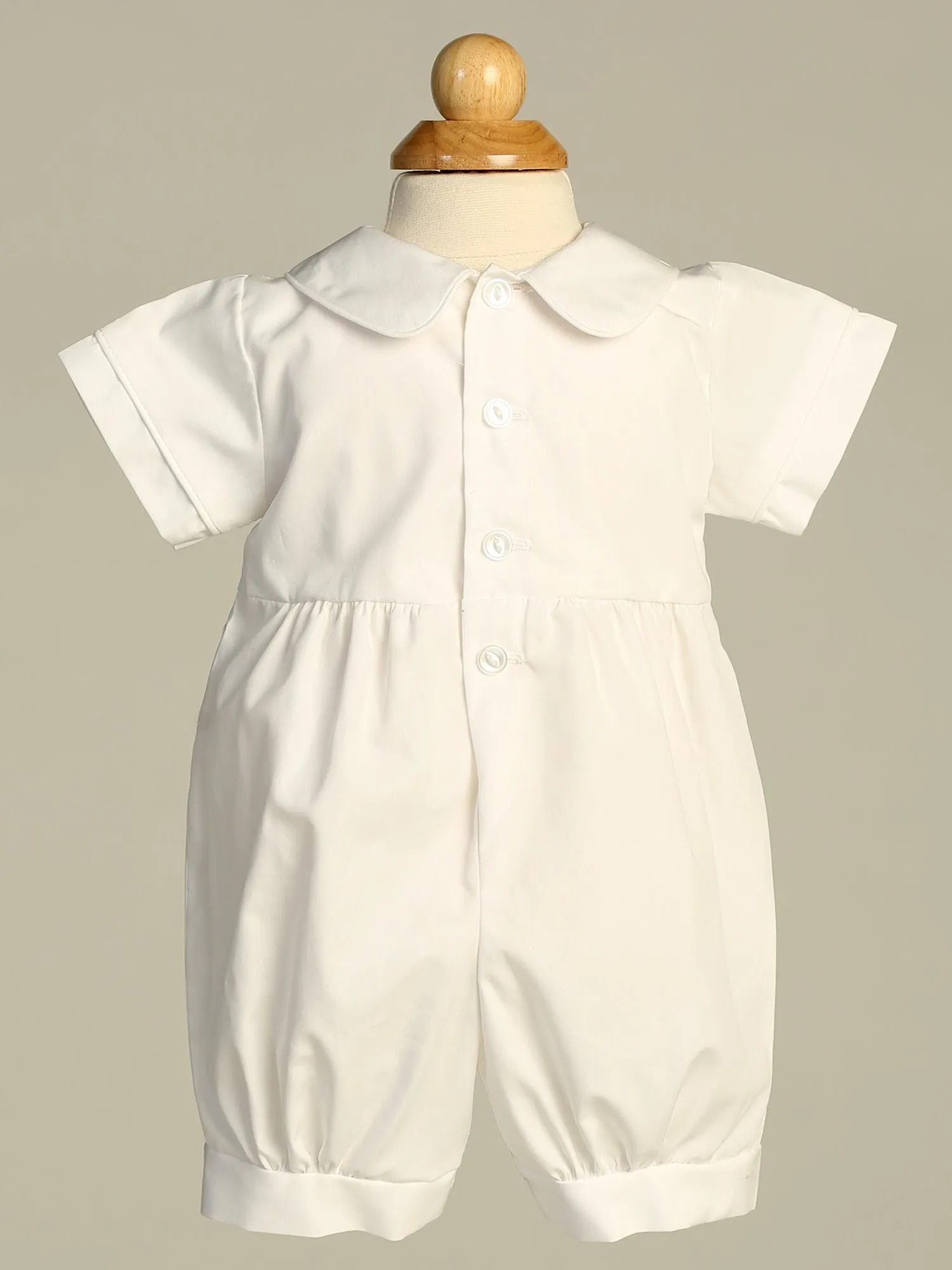 Baby Boys White Baptism & Christening Cotton Romper - Samuel