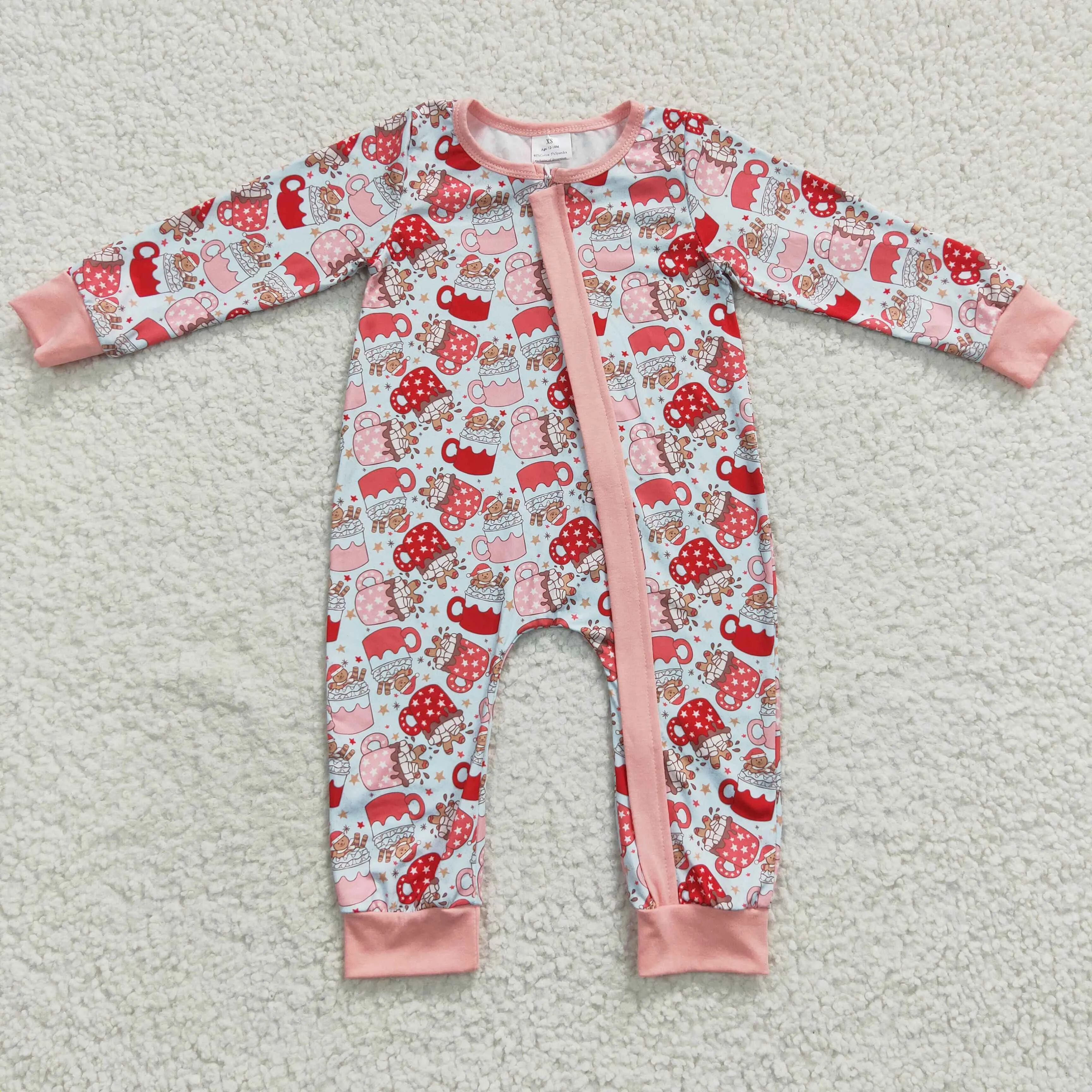 baby Christmas gingerbread zipper onesie LR0294