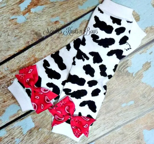 Baby Girls Cow Print Bandana Romper, Cowgirl Western Outfit