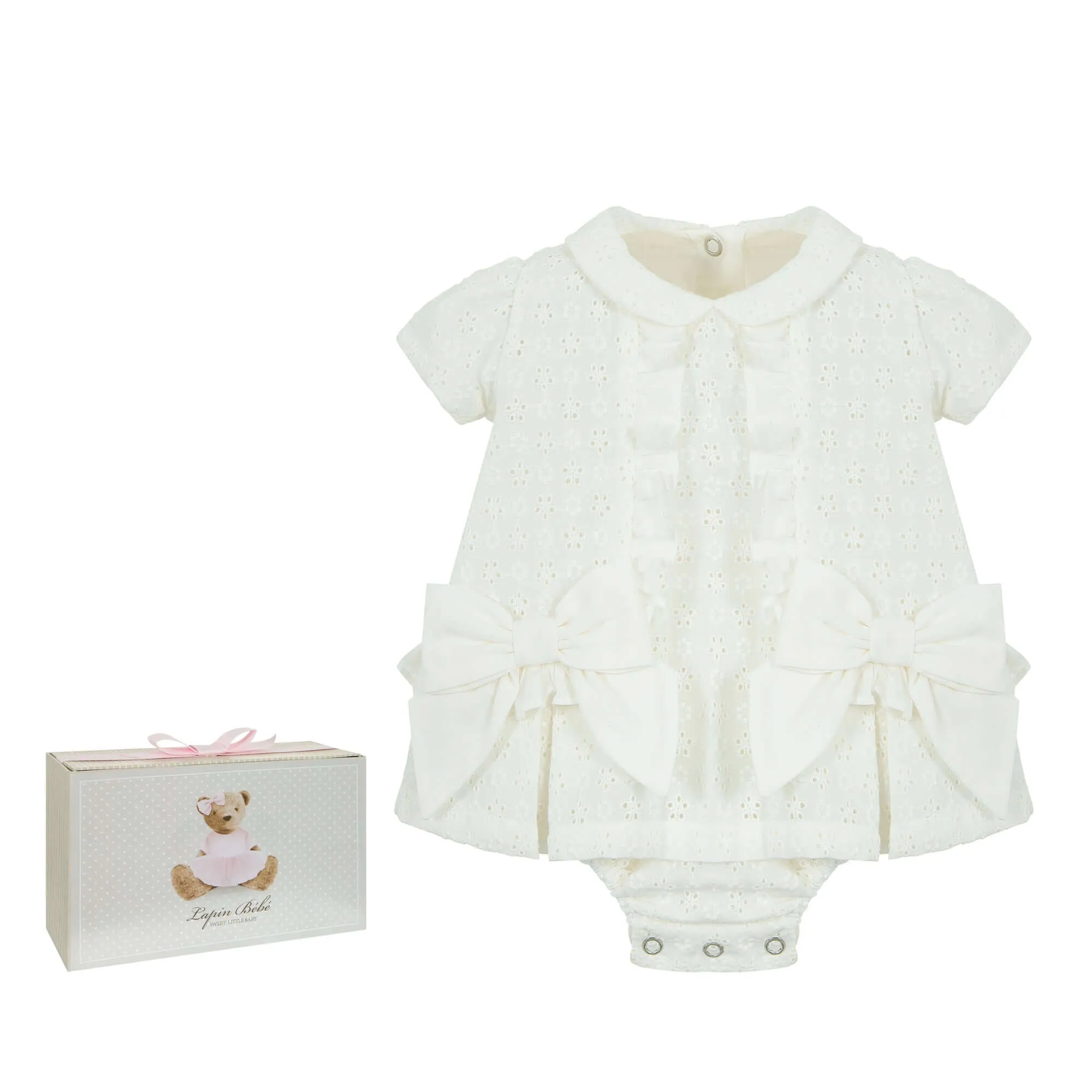 Baby Girls Cream Bow Romper