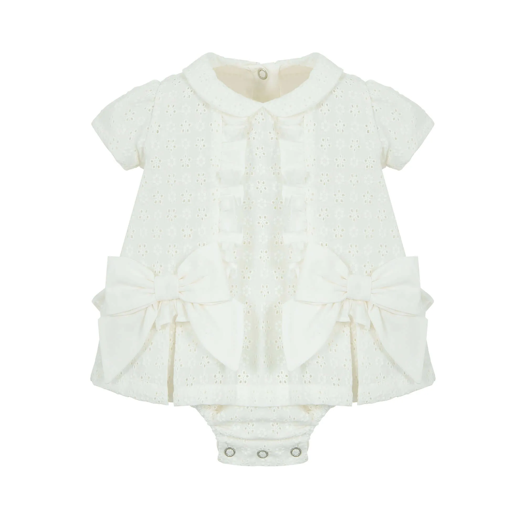 Baby Girls Cream Bow Romper