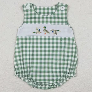 Baby Infant Boys Romper Green Checkered Duck Sleeveless Rompers SR1066