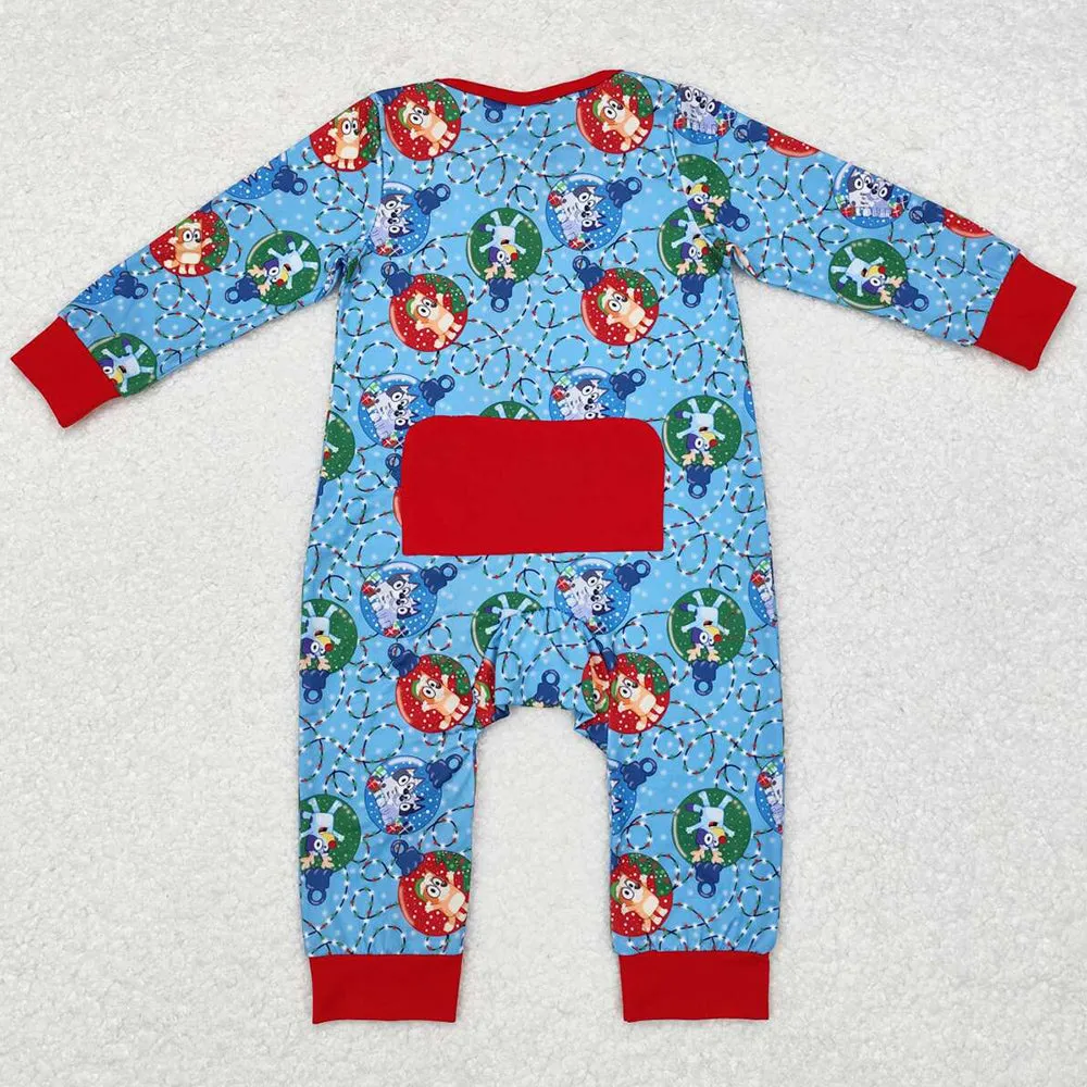 Baby Infant Boys Rompers Christmas Dogs Long Sleeve Zip Rompers LR1315