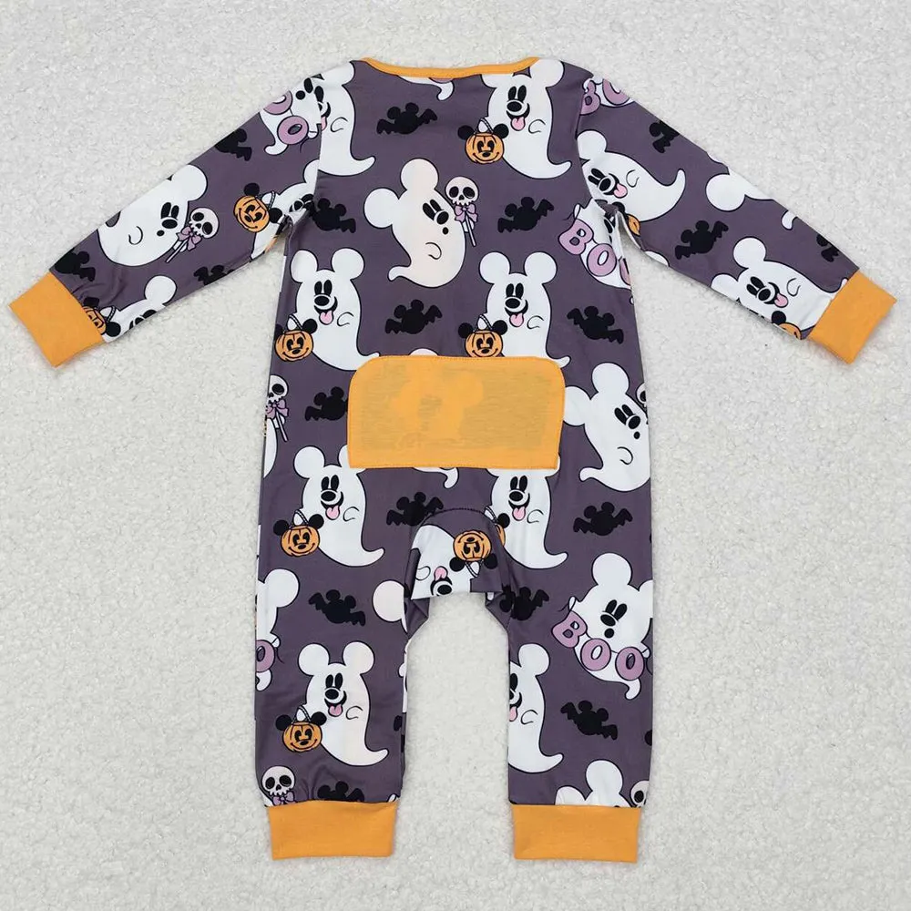 Baby Infant Boys Rompers Halloween Grey Ghost Zip Long Sleeve Rompers LR1425