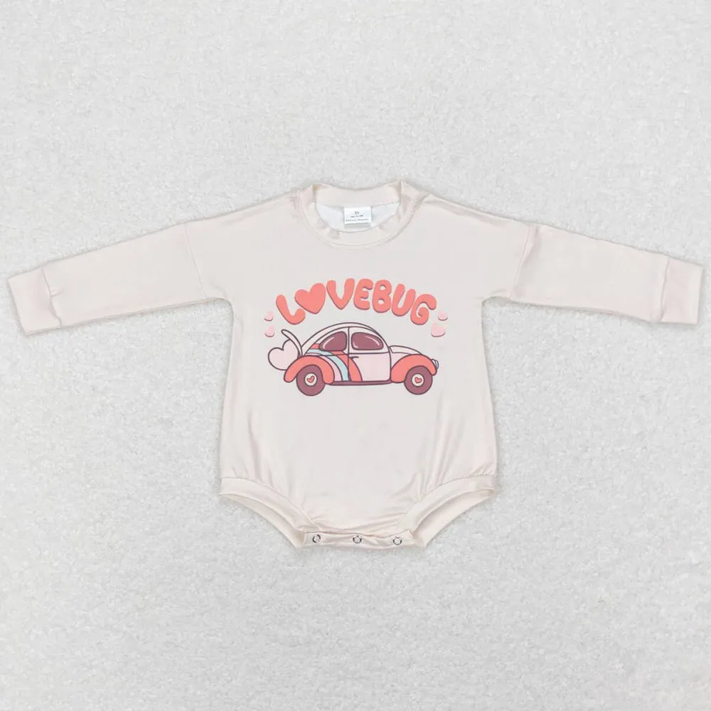 Baby Infant Girls Lovebug Cars Long Sleeve Valentines Rompers LR0833