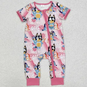 Baby Infant Girls Rompers Daddy's Girl Dogs Pink Zip Rompers SR2105