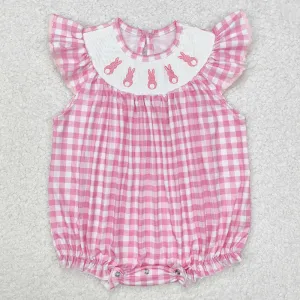 Baby Infant Girls Rompers Easter Rabbits Checkered Smocked Rompers SR2215