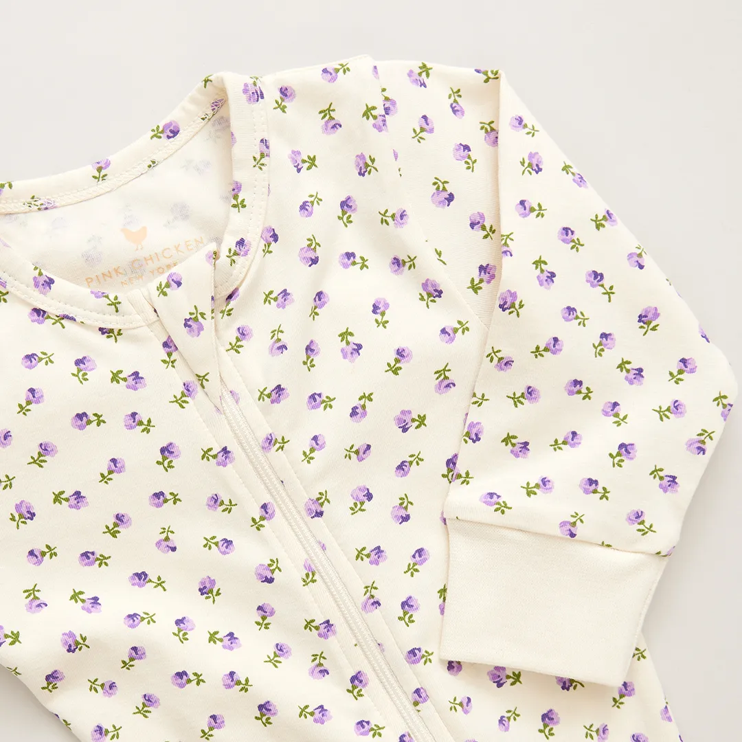 Baby Organic Romper - Tiny Purple Roses