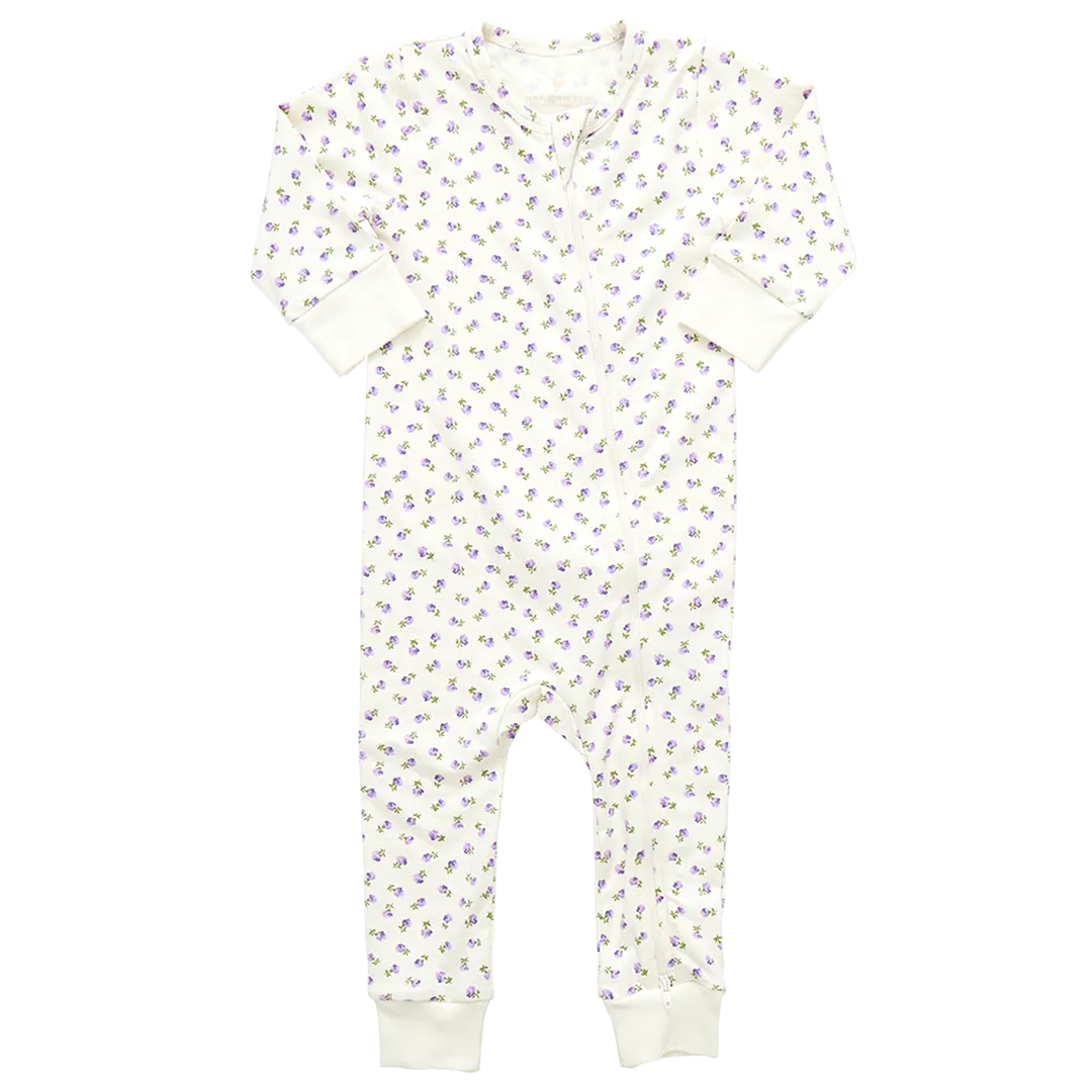 Baby Organic Romper - Tiny Purple Roses