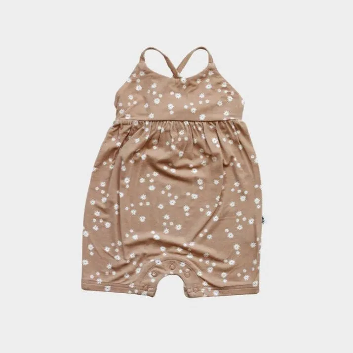 Babysprouts Tie Back Romper in Butterscotch Daisy