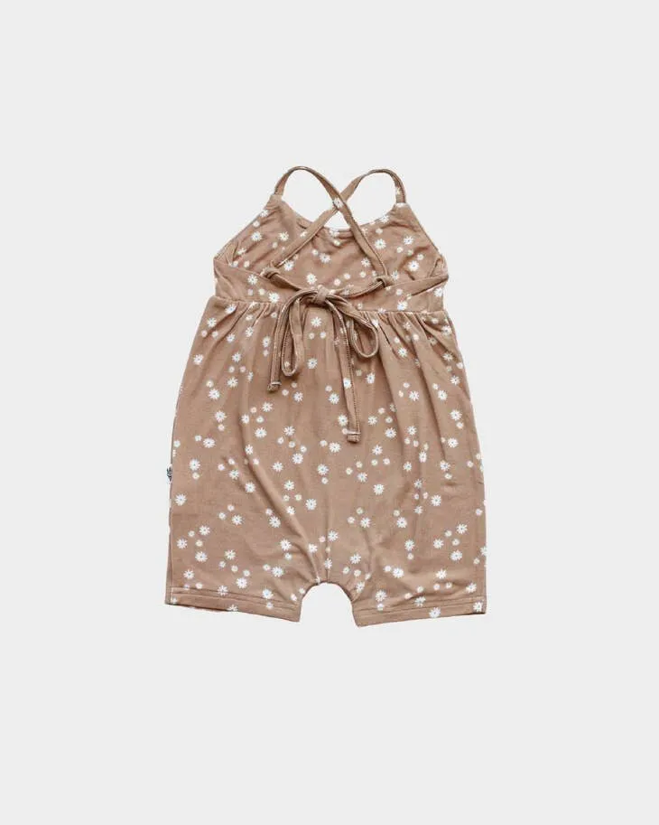 Babysprouts Tie Back Romper in Butterscotch Daisy