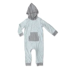 Bamboo Fleece Hooded Romper w/Zipper (Chip Chop Stripe Print)