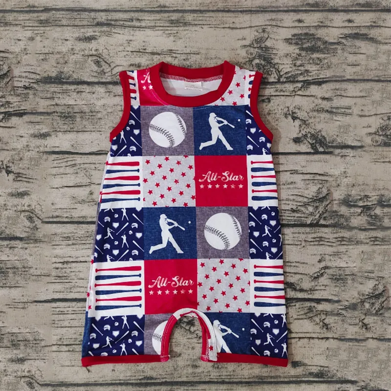 baseball printed baby boys romper SR0356