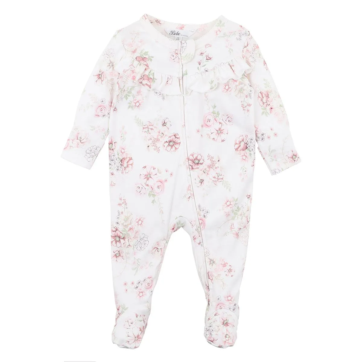 Bebe Amelie Floral L/S Zip Romper (Size NB-1)