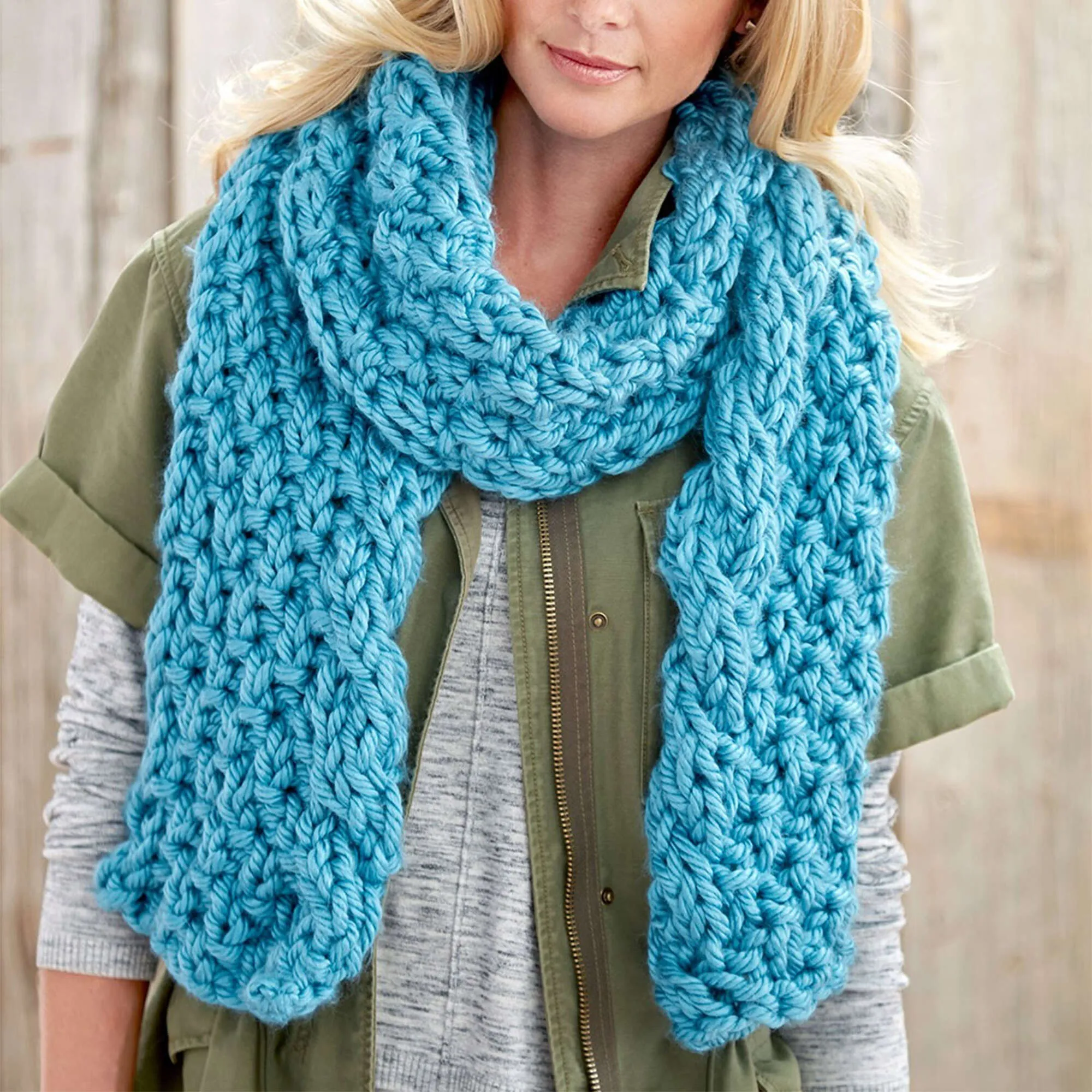 Bernat Knit Cable Edge Scarf