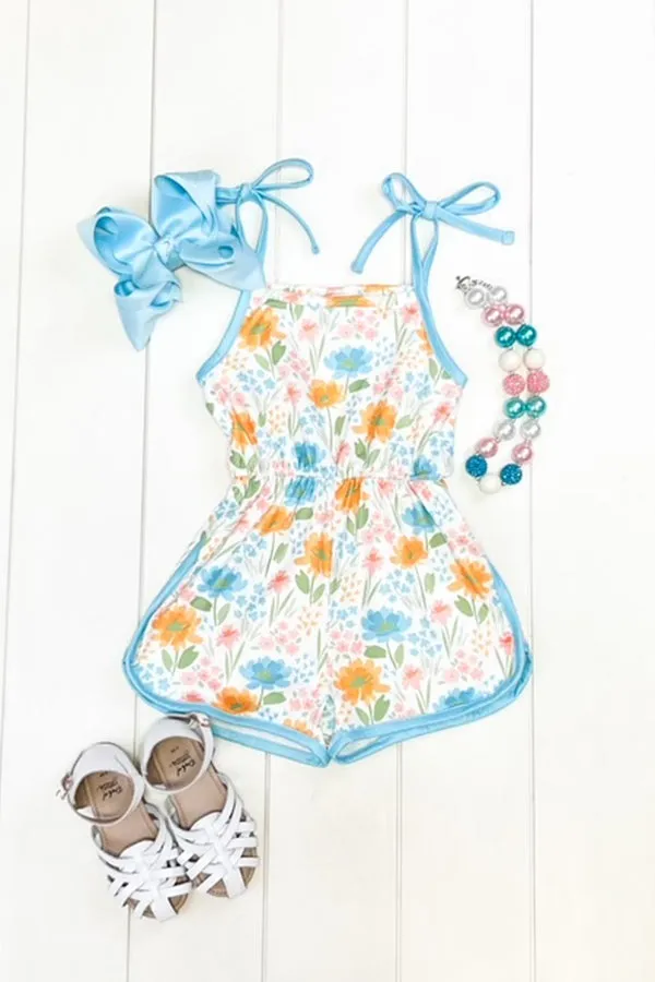 Blue & Yellow Floral Romper