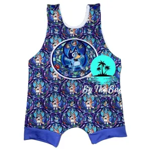 Blue dog & buddy Short leg Romper - FINISHED