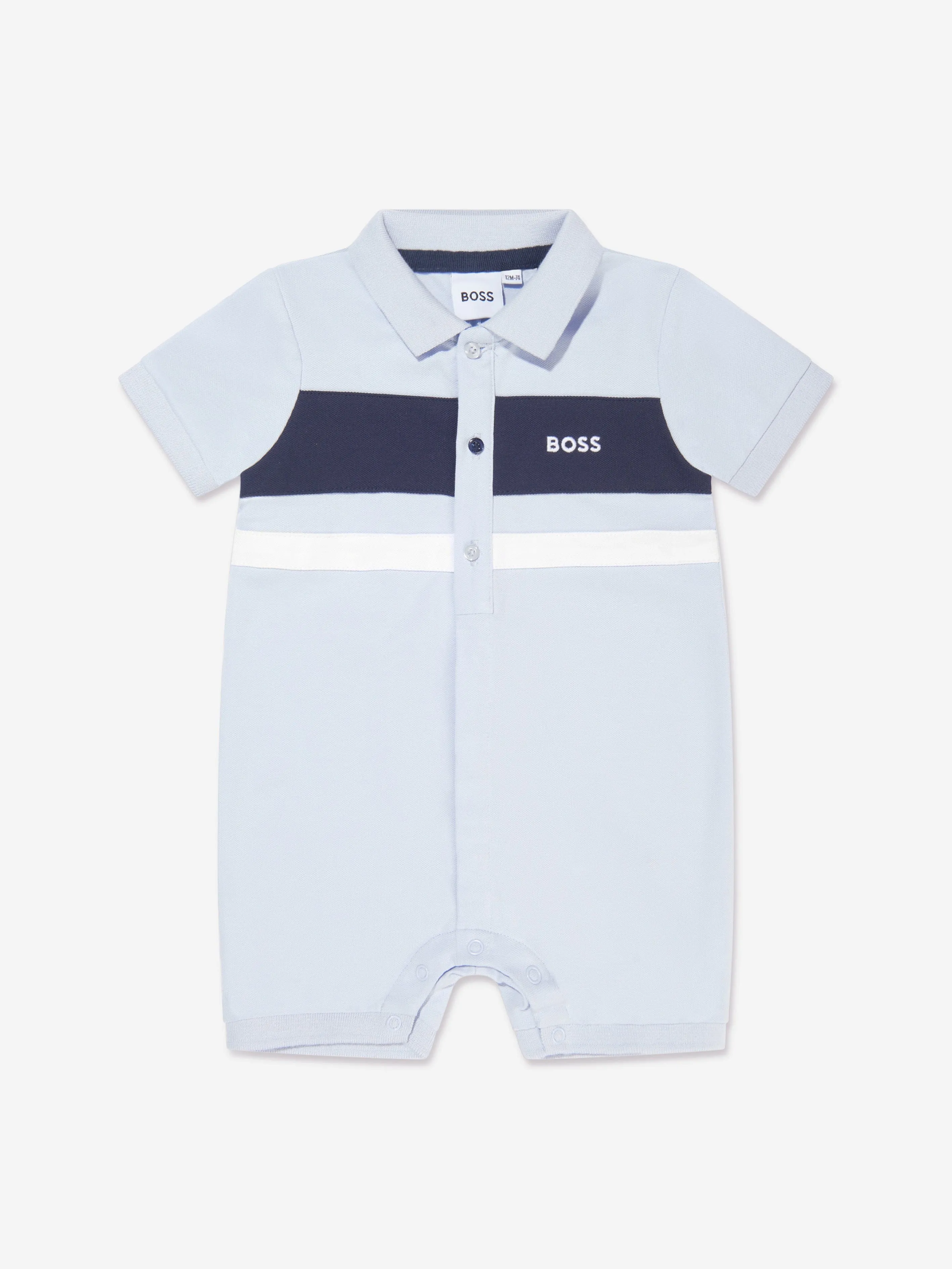 BOSS Baby Boys Polo Romper in Blue