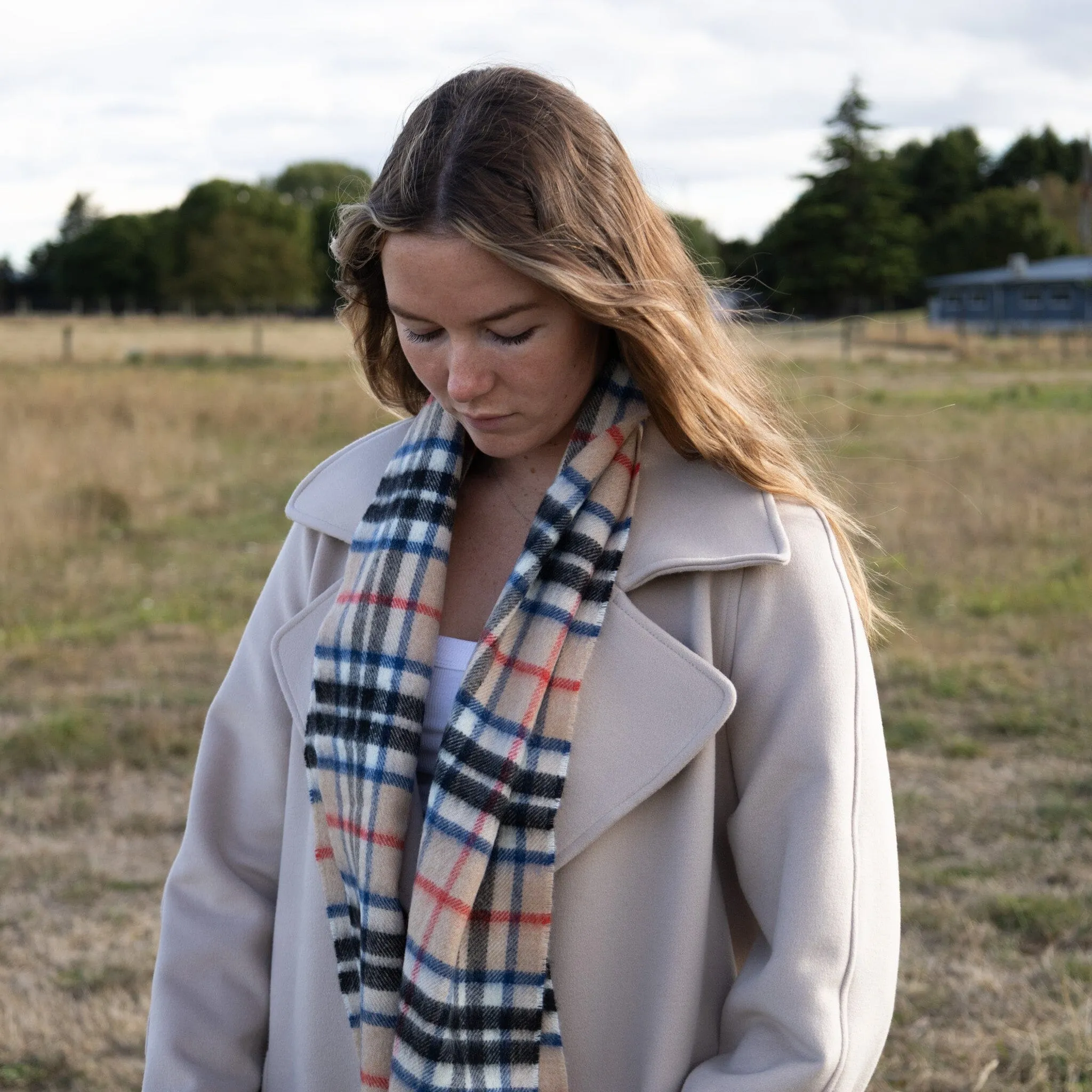 Bowhill Thomson Camel Lambswool Scarf | Wool Scarf