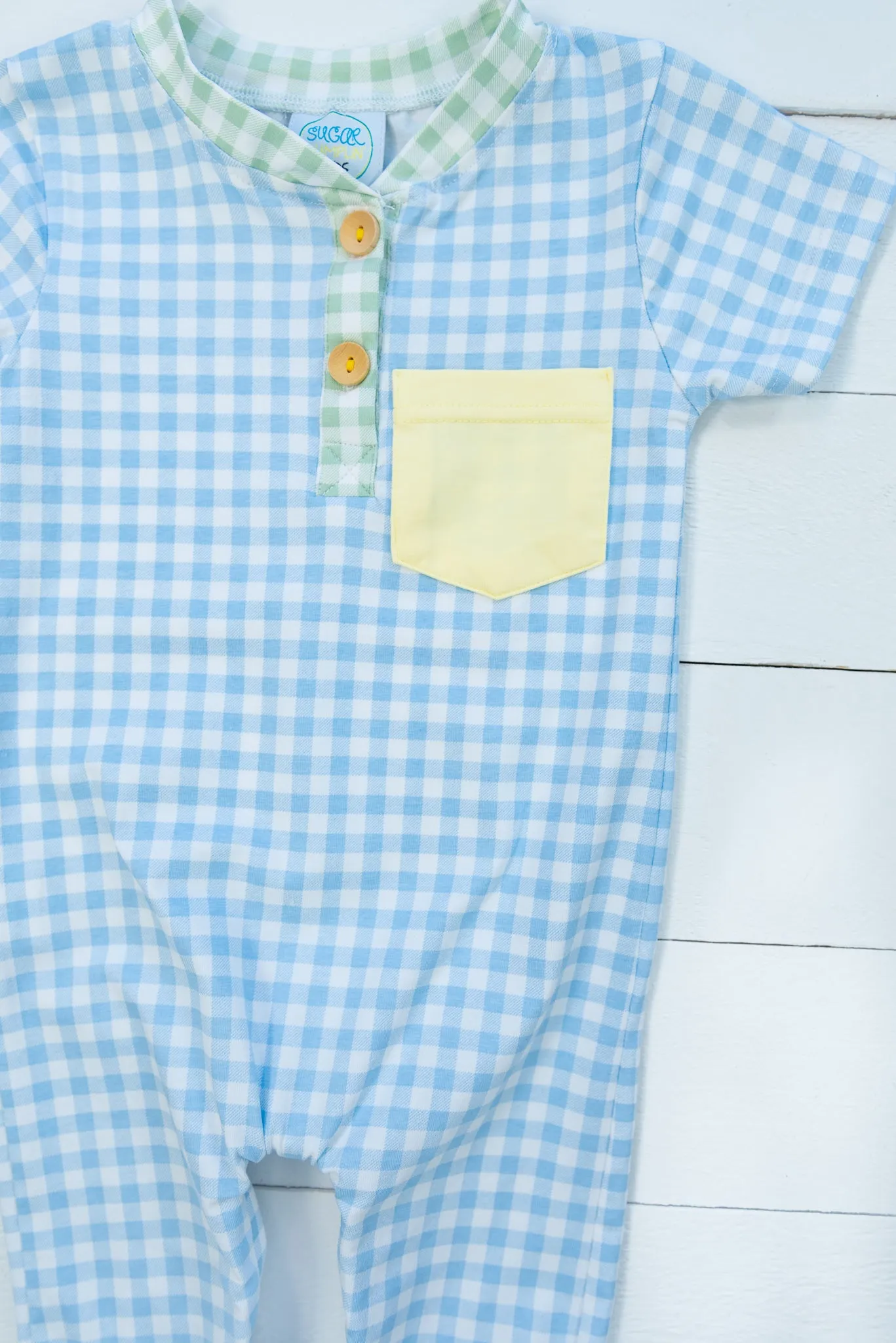 Boys Blue Check Lounge Romper