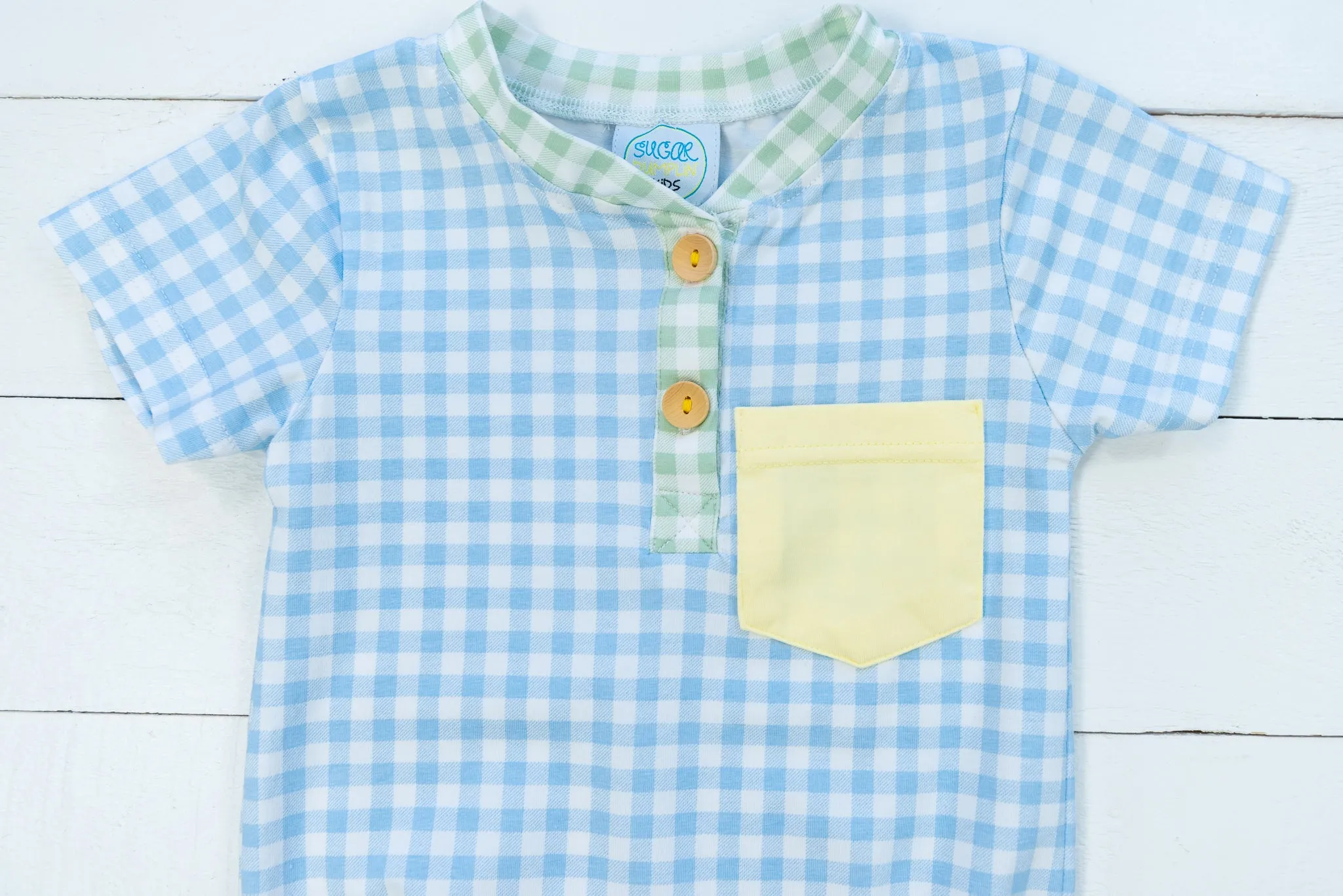 Boys Blue Check Lounge Romper