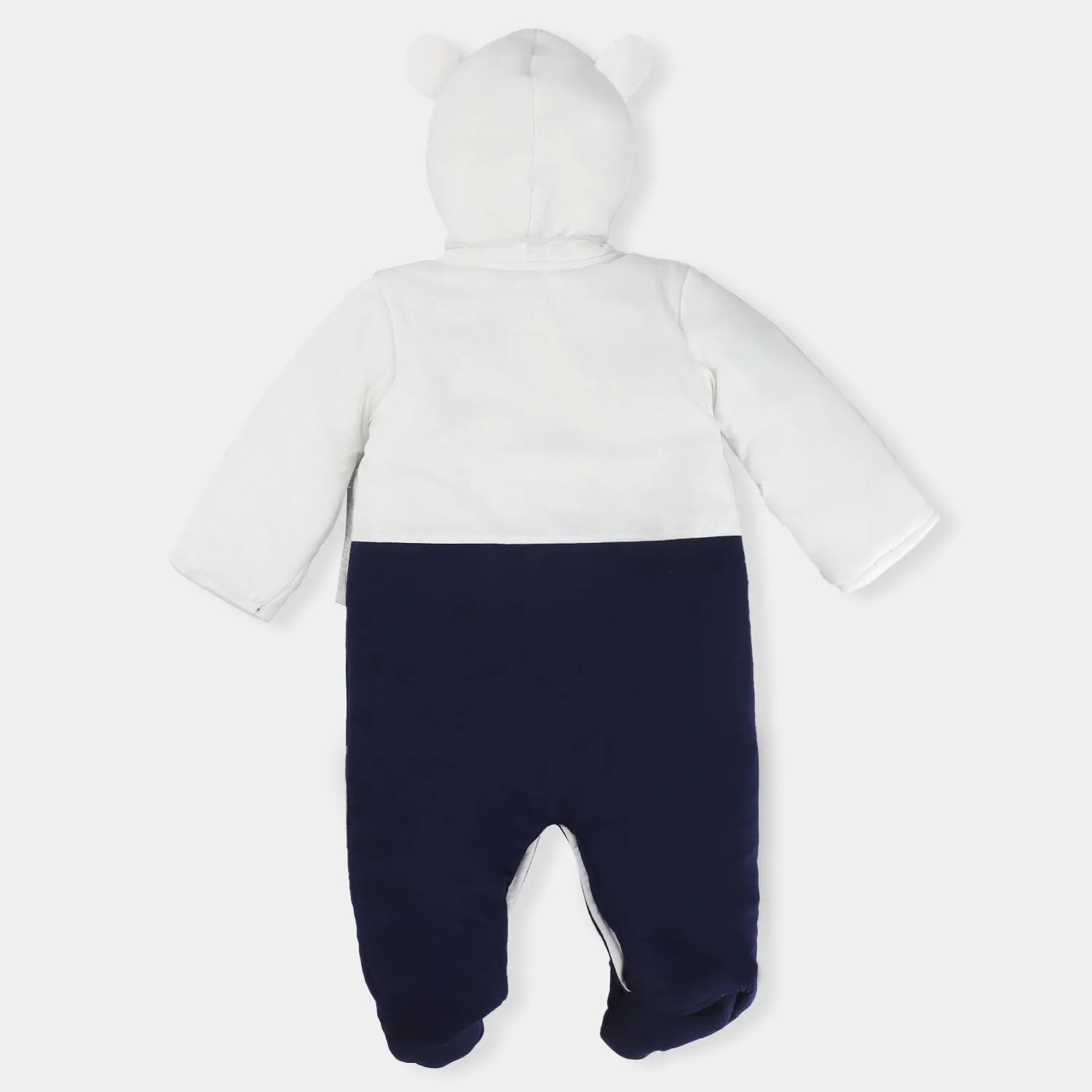 Boys Romper Hooded - White/Navy