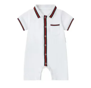 Boys White Cotton Romper