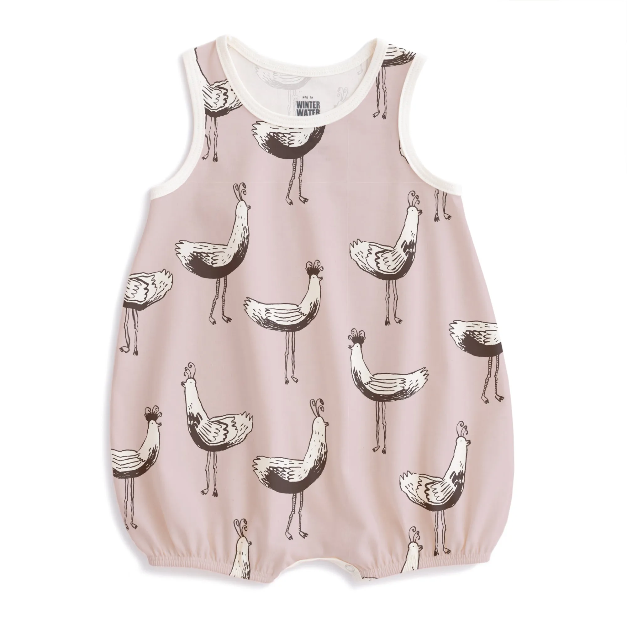 Bubble Romper - Bird Parade Pink