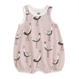 Bubble Romper - Bird Parade Pink