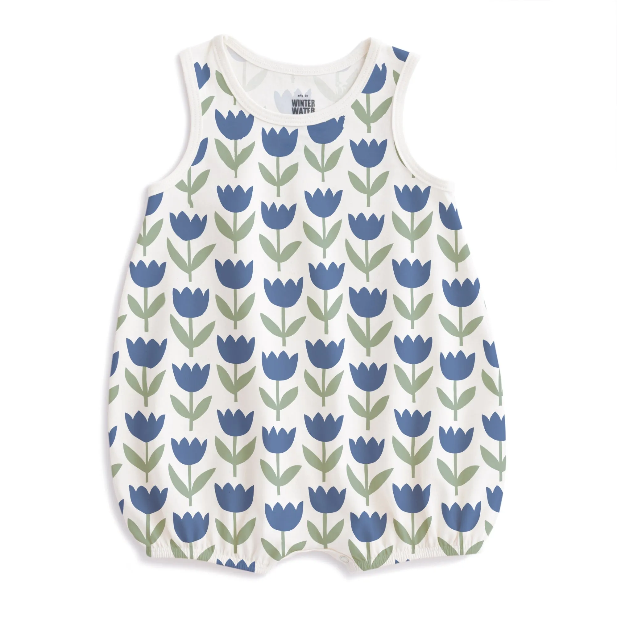 Bubble Romper - Tulips Blue