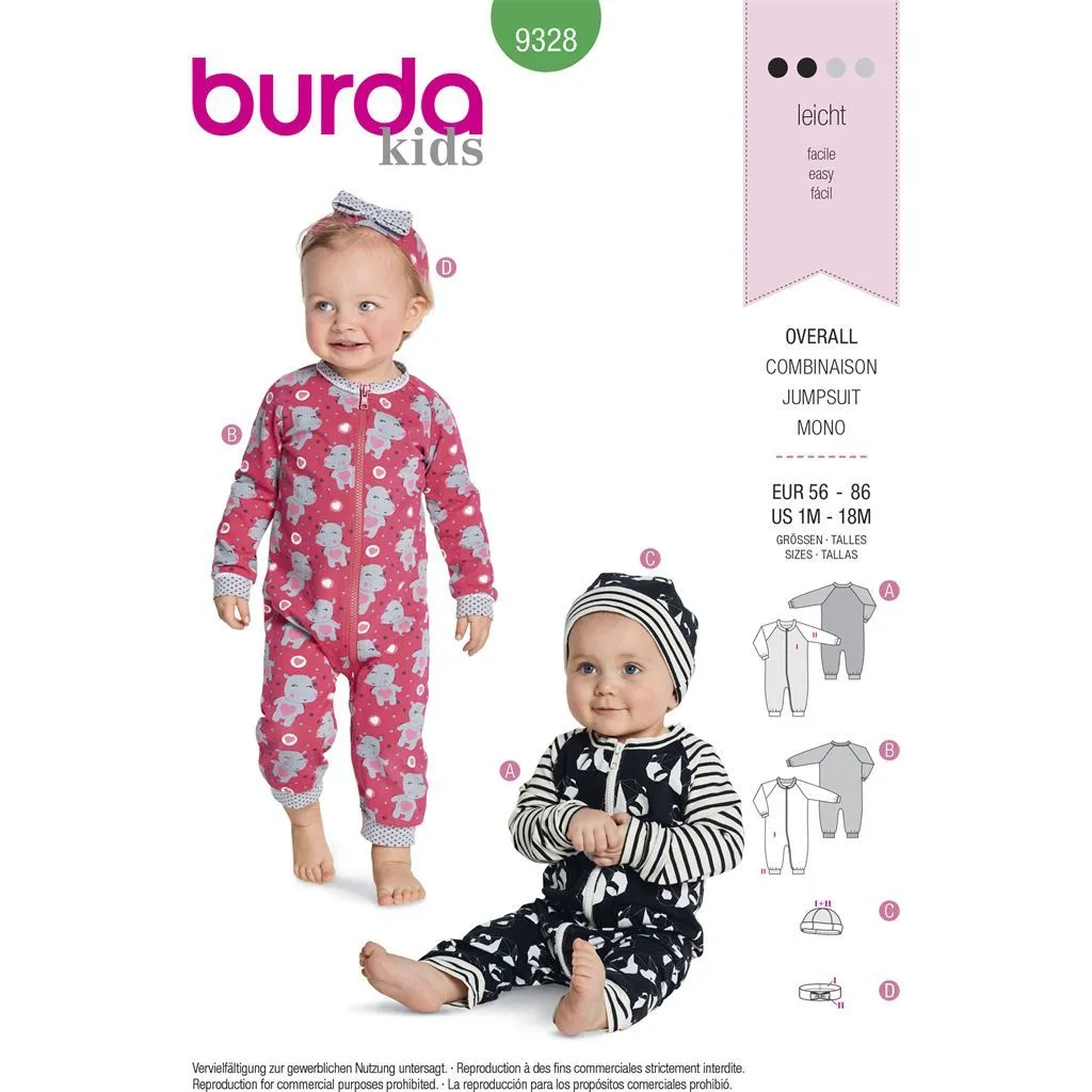 Burda Style Pattern B9328 Baby's Romper