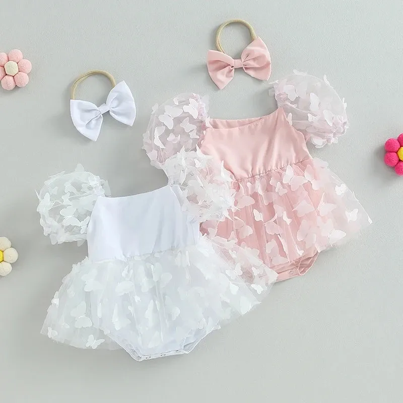 Butterfly Romper and Headband White #1000201