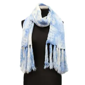 Cable Knit Tie-Dye Scarf - Blue