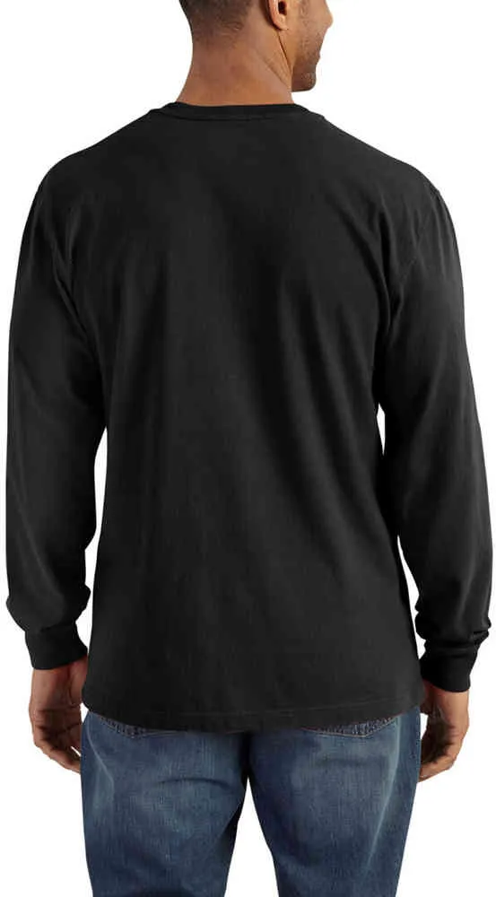 Carhartt Workwear Long Sleeve Henley Shirt with Pockets, Black