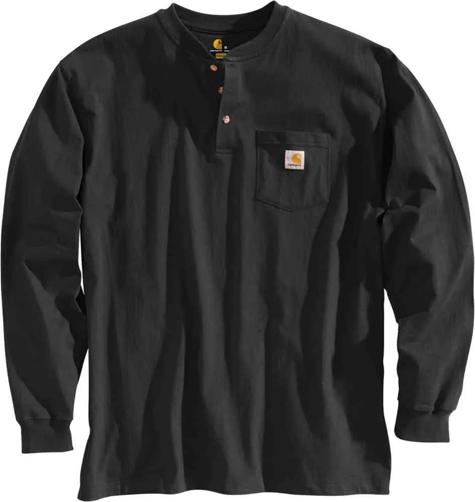 Carhartt Workwear Long Sleeve Henley Shirt with Pockets, Black