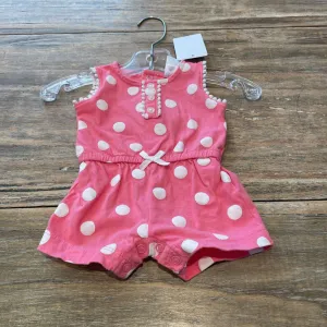 Carters Pink wht/dot snap shorts Ctn Romper NB