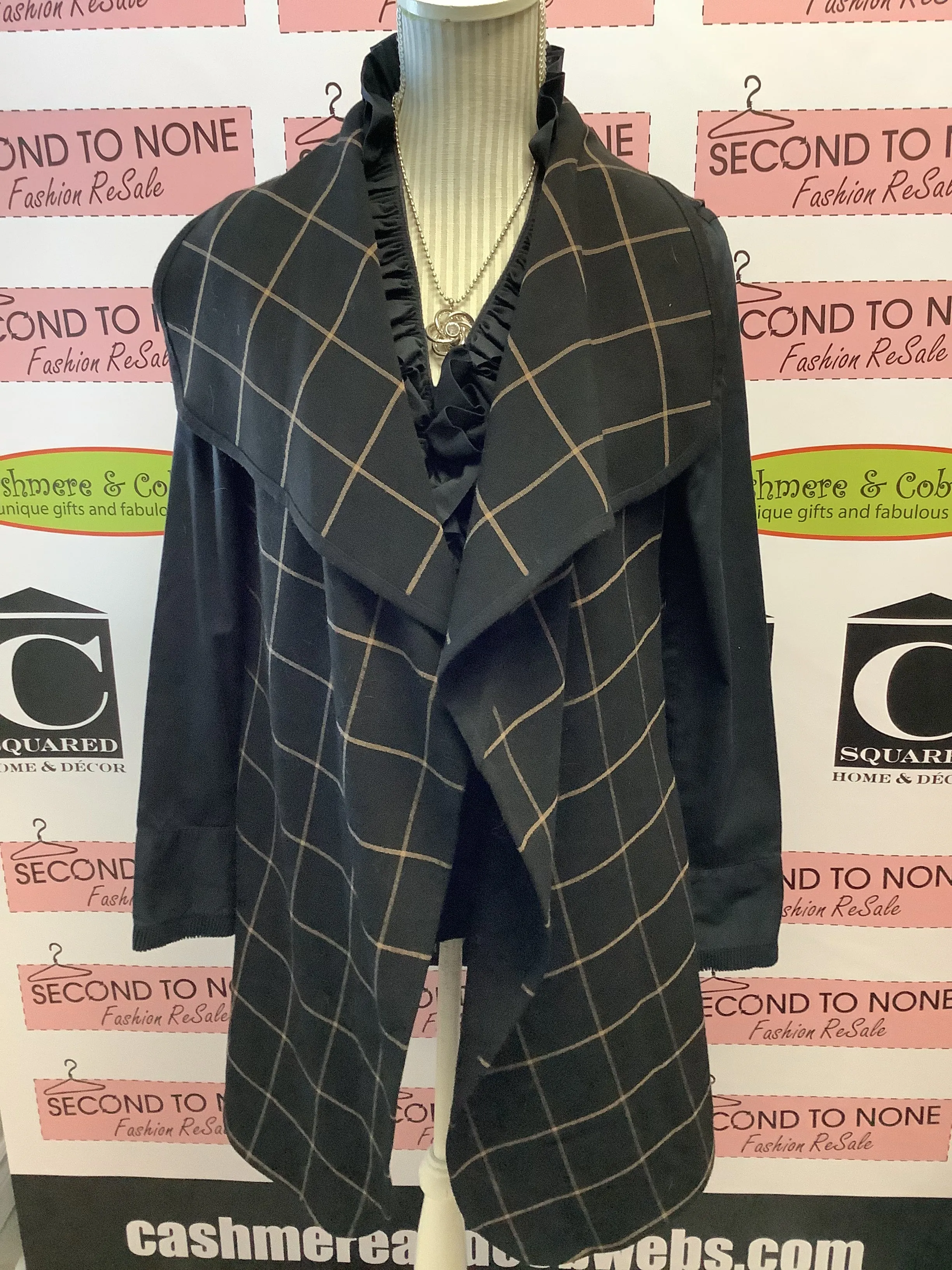 Checkered Long Vest Topper (Size S)