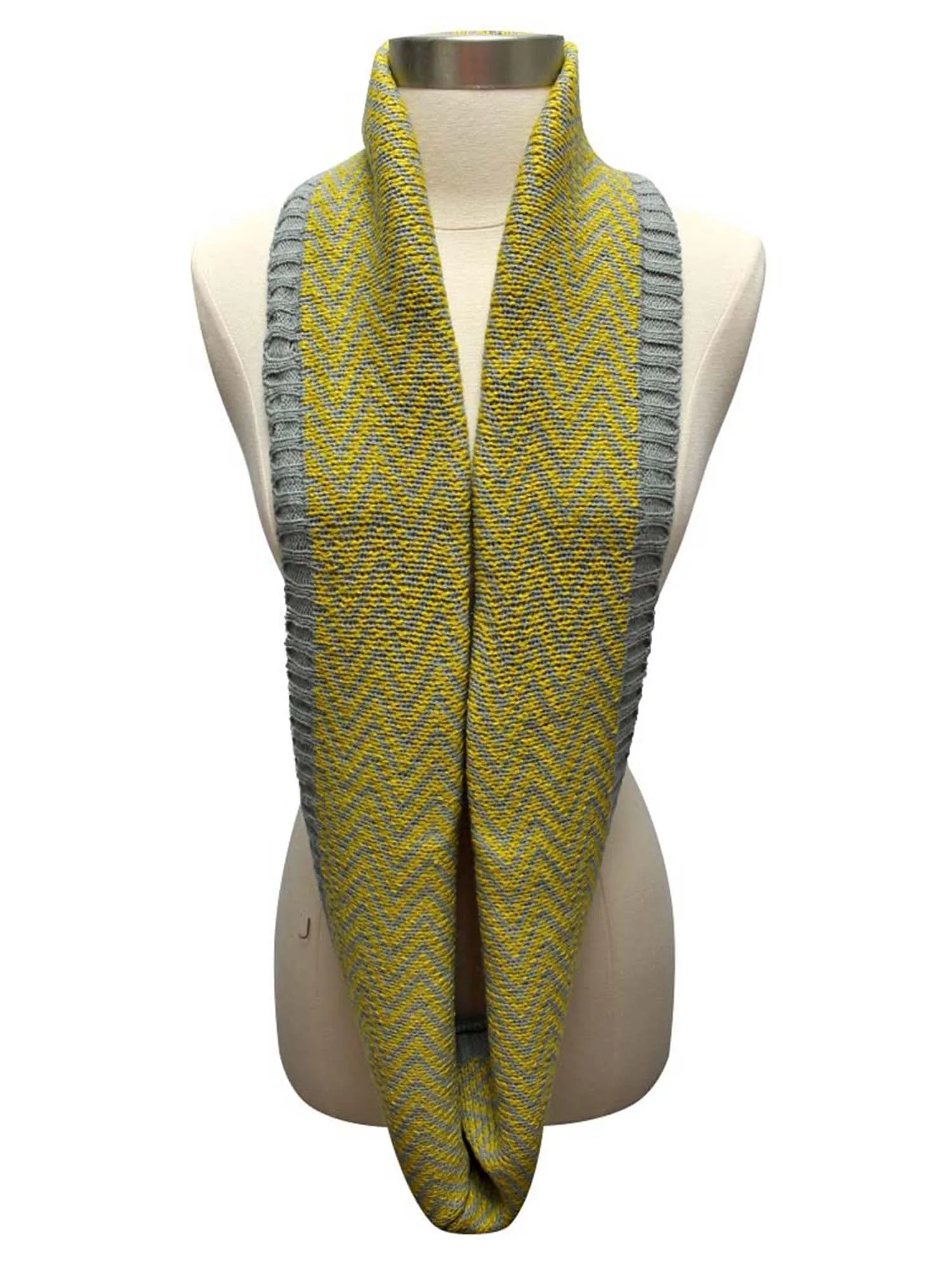 Chevron Pattern Knit Circle Infinity Scarf