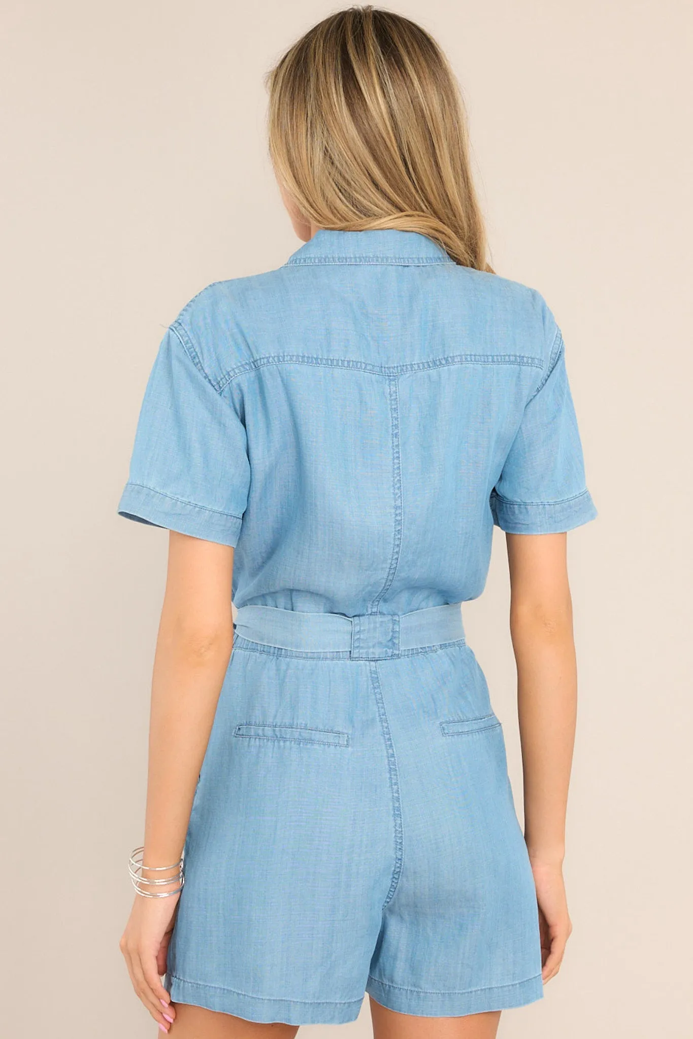 Choose Happiness Chambray Short Sleeve Romper