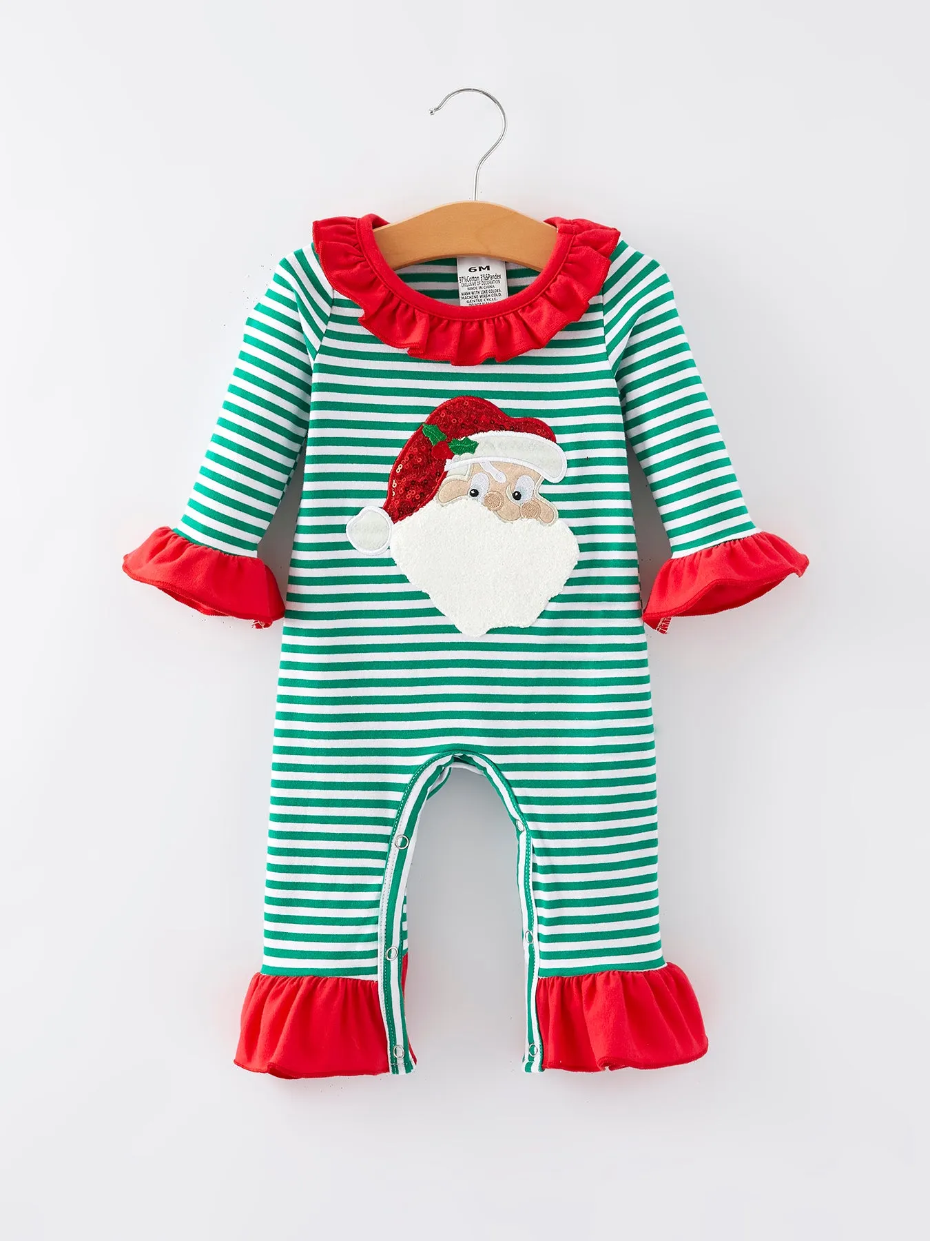 Christmas Smocking Applique Girls Romper