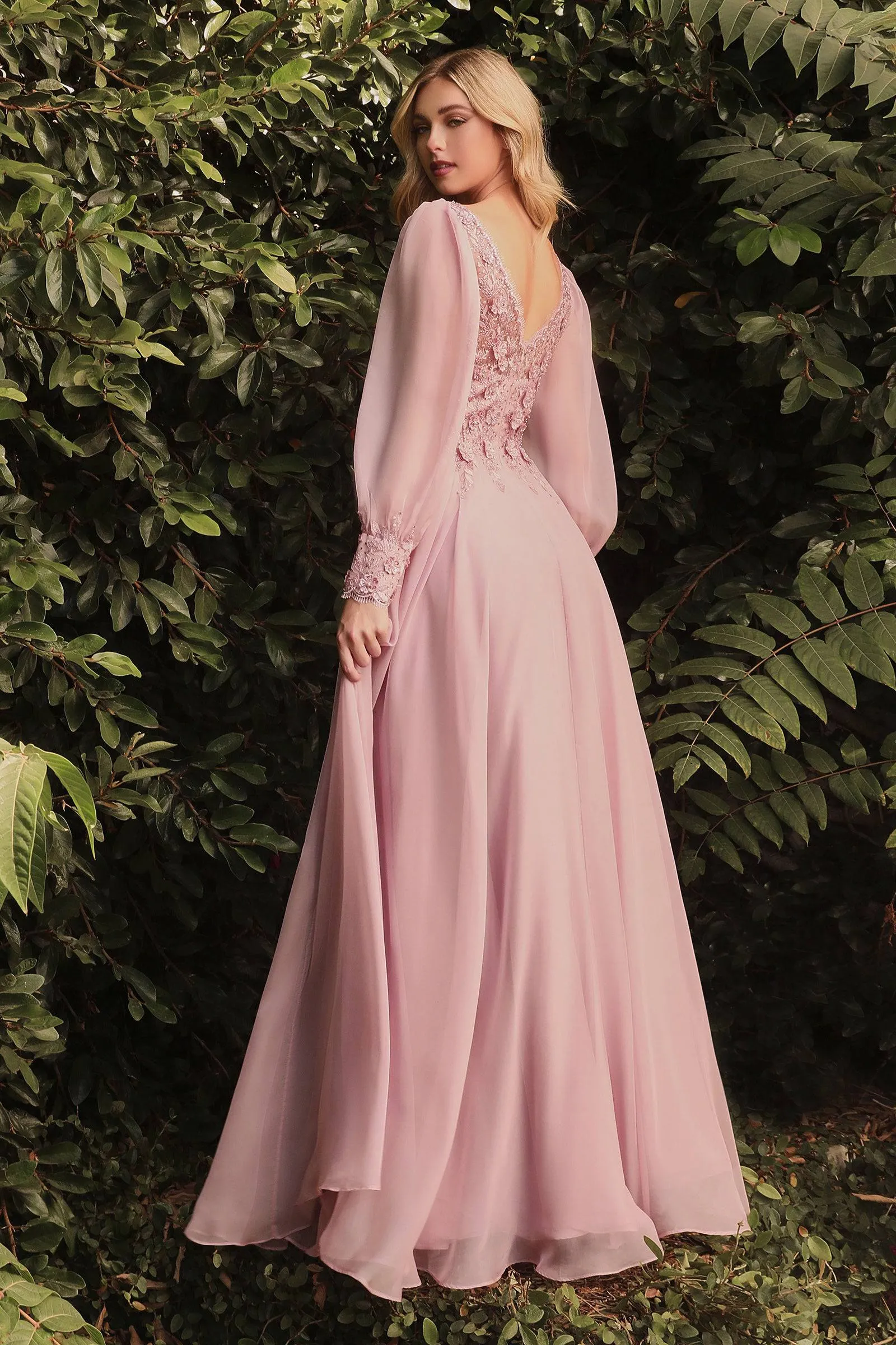 Cinderella Divine Ladivine CD0183 Long Sleeve Chiffon Gown